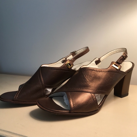 CASADEI BRONZE LEATHER SANDALS - Picture 4 of 9